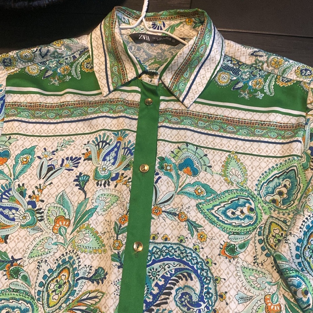 Zara Patterned Button Down Blouse - image 3